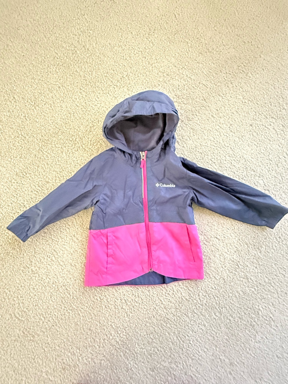 Columbia Girls Rain Jacket - 2T - Fleece Lined - Navy/Pink